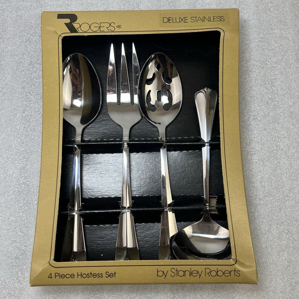NEW Rogers Co. Stanley Roberts Stainless Valor 4 Pcs Hostess Set Korean